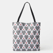 Black and Red on white Art Deco pattern Draagtas (Achterkant)