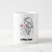 Black and Red Simple Illustration Café Time Mug (Devant)