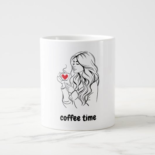 Black and Red Simple Illustration Café Time Mug (Devant)