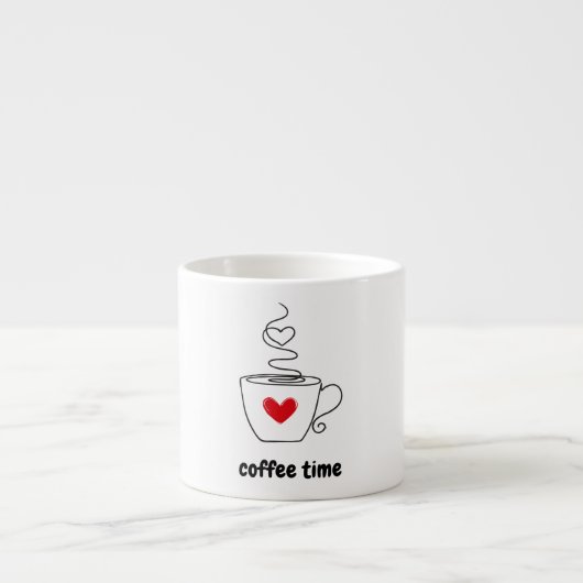Black and Red Simple Illustration Café Time Mug (Devant)
