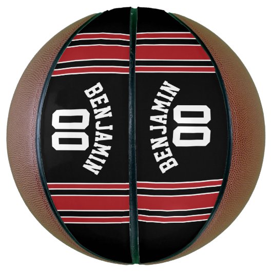 Black and Red Sports Jersey Custom Name Number Basketbal (Verticaal)