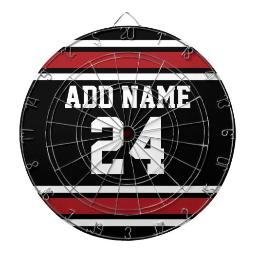 Black and Red Sports Jersey Custom Name Number Dartbord (Voorkant)