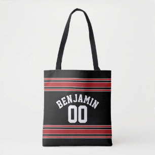 Black and Red Sports Jersey Custom Name Number Draagtas