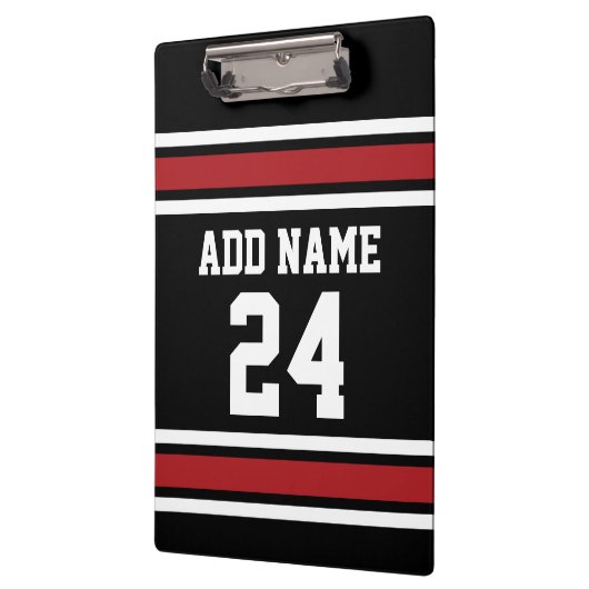 Black and Red Sports Jersey Custom Name Number Klembord (Links)