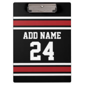 Black and Red Sports Jersey Custom Name Number Klembord (Voorkant)