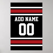 Black and Red Sports Jersey Custom Name Number Poster (Voorkant)