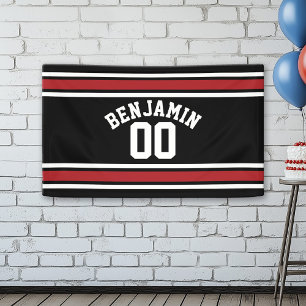 Black and Red Sports Jersey Custom Name Number Spandoek