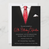 Black and Red Tuxedo Anniversaire Invitation (Devant)