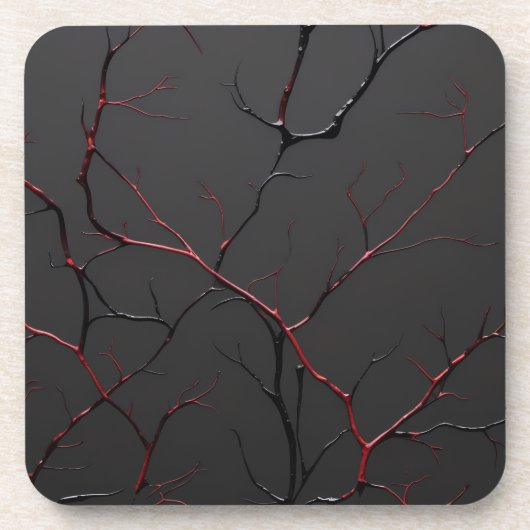 Black and Red Veins Bier Onderzetter (Voorkant)