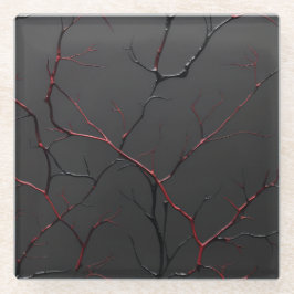 Black and Red Veins Glazen Onderzetter