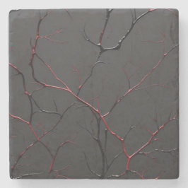 Black and Red Veins Stenen Onderzetter