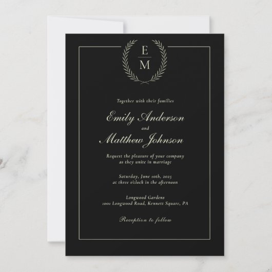 Black And Sage Wedding Invitation QR Code (Devant)