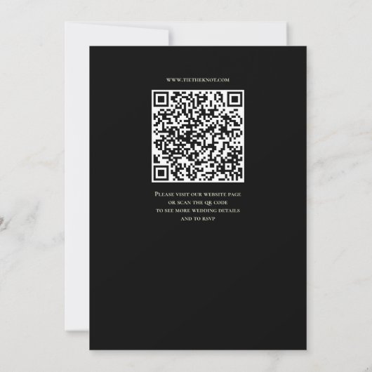 Black And Sage Wedding Invitation QR Code Kaart (Achterkant)
