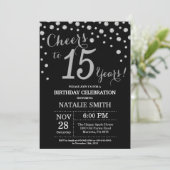 Black and Silver 15th Birthday Diamond Invitation (Debout devant)