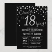 Black and Silver 18th Birthday Diamond Invitation (Devant / Derrière)