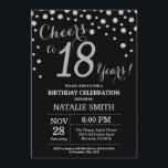 Black and Silver 18th Birthday Diamond Invitation<br><div class="desc">Invitation 18e anniversaire avec Parties scintillant noire et argent Arrière - plan diamant. Confetti en argent. Anniversaire adulte. Hommes ou Femmes Anniversaire. Pour plus de personnalisation,  cliquez sur le bouton "Customiser" et utilisez notre outil de conception pour modifier ce modèle.</div>