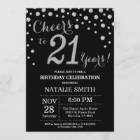 Black and Silver 21e anniversaire Invitation diama