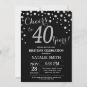 Black and Silver 40th Birthday Diamond Invitation (Devant)