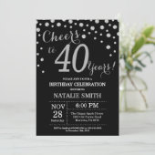 Black and Silver 40th Birthday Diamond Invitation (Debout devant)