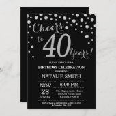 Black and Silver 40th Birthday Diamond Invitation (Devant / Derrière)