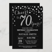 Black and Silver 70th Birthday Diamond Invitation (Devant / Derrière)