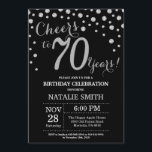 Black and Silver 70th Birthday Diamond Invitation<br><div class="desc">70e anniversaire Invitation avec Parties scintillant noire et argent Arrière - plan diamant. Confetti en argent. Anniversaire adulte. Hommes ou Femmes Anniversaire. Pour plus de personnalisation,  cliquez sur le bouton "Customiser" et utilisez notre outil de conception pour modifier ce modèle.</div>