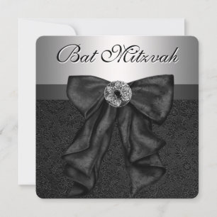Black and Silver Bat Mitzvah Kaart
