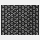 Black and Silver Filigree Hearts Fleece Deken (Voorkant (Horizontaal))