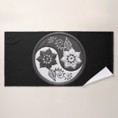 Black and Silver Floral Yin Yang Badhanddoek (Badhanddoek)
