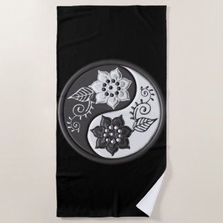 Black and Silver Floral Yin Yang Strandlaken