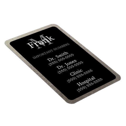 Black and Silver Foil Belangrijke telefoonnummers Magneet (Rechterzijde)