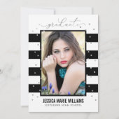 Black and Silver Foil Graduation Aankondigingen (Voorkant)