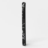 Black and Silver Glitter Floral iPhone Case (Achterkant/links)