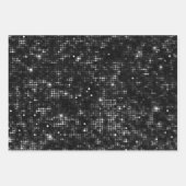 Black and Silver Glitter Geometric Patterns Inpakpapier Vel (Voorkant 3)