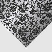 Black and Silver Grey Floral Damask Tissuepapier (Detail)