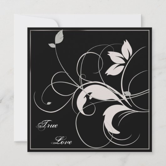 Black and Silver Leaves Fall Wedding Invitation Kaart (Voorkant)