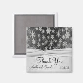 Black and Silver Snowflakes Bedankt Magnet Magneet (Voorkant / Achterkant)