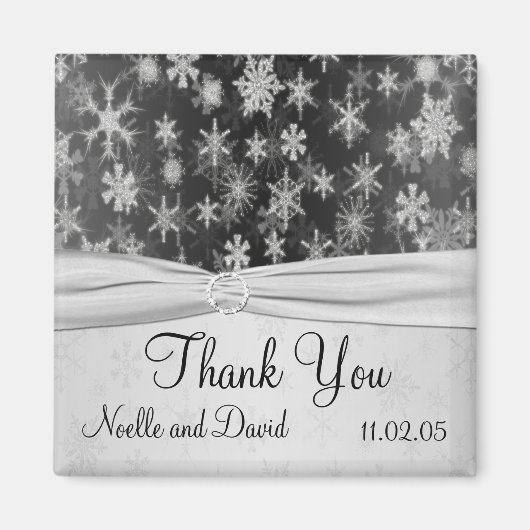 Black and Silver Snowflakes Bedankt Magnet Magneet (Voorkant)