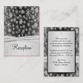 Black and Silver Snowflakes Enclosure Card Informatiekaartje (Voorkant / Achterkant)