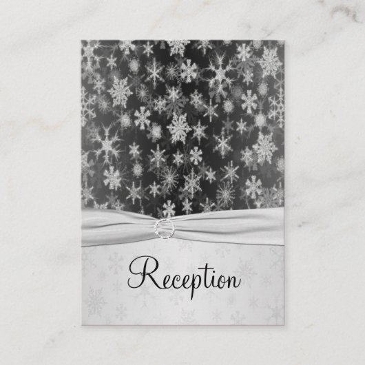 Black and Silver Snowflakes Enclosure Card Informatiekaartje (Voorkant)
