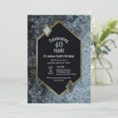 Black and Silver Surprise 40th Birthday Party Kaart (Staand voorkant)