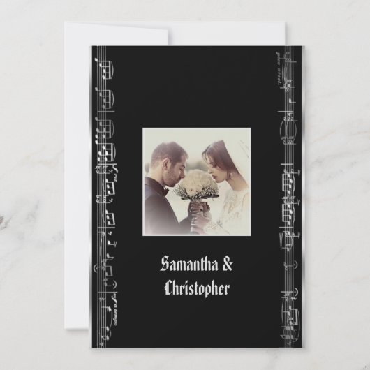 Black and silver wedding photo invitation (Dos)