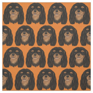 Black and Tan Cavalier King Charles Spaniel Fabric Stof