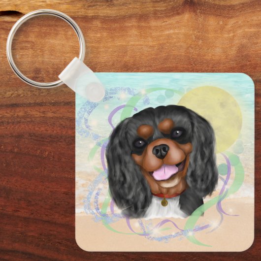 Black and Tan Cavalier King Charles Spaniel Sleutelhanger (Voorkant)