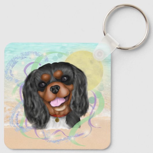 Black and Tan Cavalier King Charles Spaniel Sleutelhanger (Achterkant)