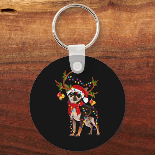 Black And Tan Chihuahua Gorgeous Reindeer Christma Sleutelhanger (Voorkant)