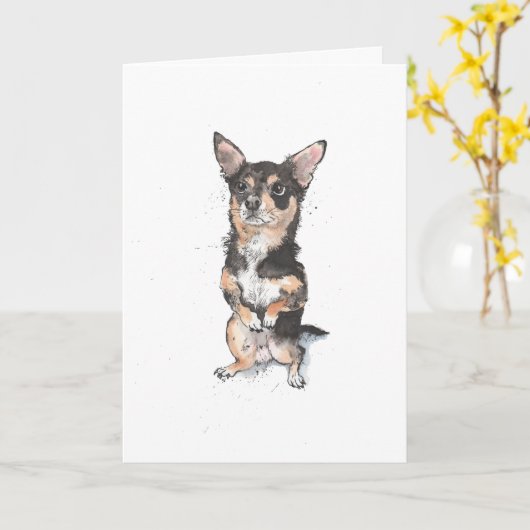 Black and Tan Chihuahua, grappige Dog Birthday Car Kaart (Gele Bloem)