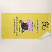 Black and Tan Chihuahua Puppy Monogrammed Strandlaken (Voorkant)