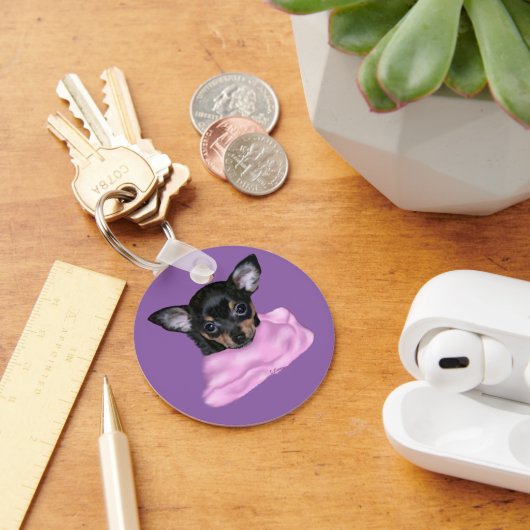 Black and Tan Chihuahua Puppy Sleutelhanger (Bureau)