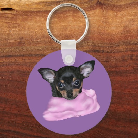 Black and Tan Chihuahua Puppy Sleutelhanger (Voorkant)